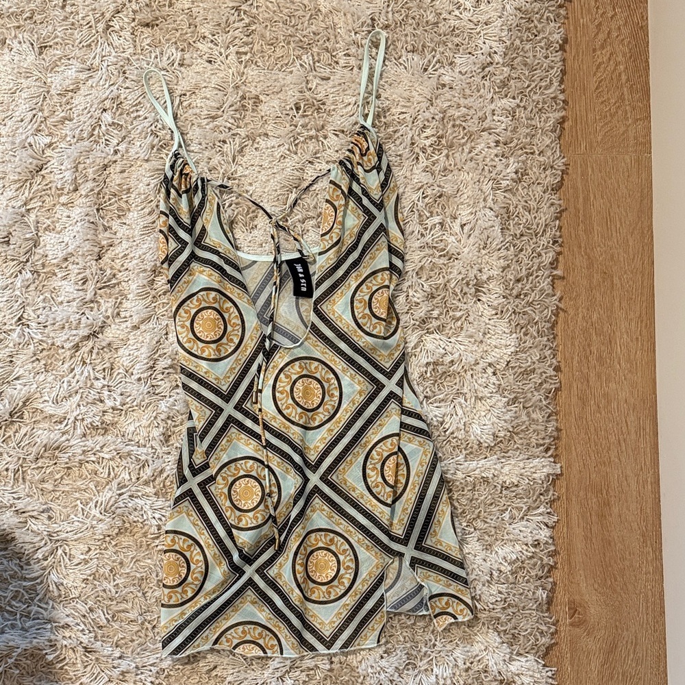 Jagger & Stone Sheer Mesh Geometric Cut Out Mini Dress Festival Night Out - Picture 3 of 5